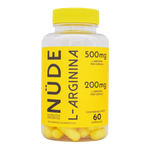 Bote de L-Arginina pura de 60 cápsulas, vista frontal.