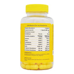 Tabla nutricional de L-Arginina de 60 cápsulas, mostrando dosis e ingredientes.